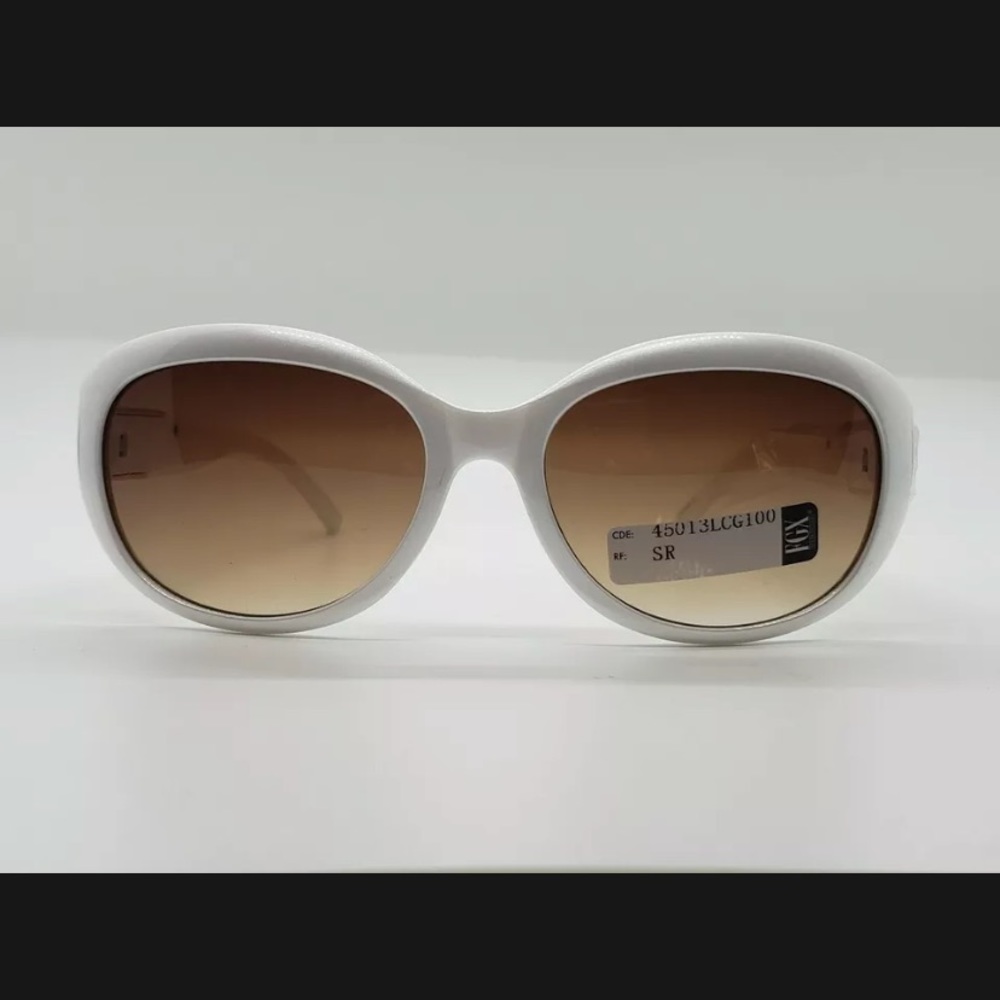 White Rectangular Sunglasses Temple Bling - Picture 2 of 9